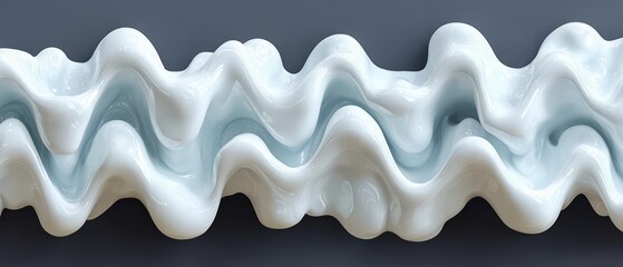 White line with a blue wave in the middle. The line appears to be made of a foam-like material