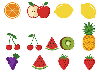 Colorful and Fresh Assortment of Fruit Clip Art Illustrations