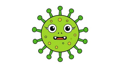 Cute Cartoon Virus Illustration.