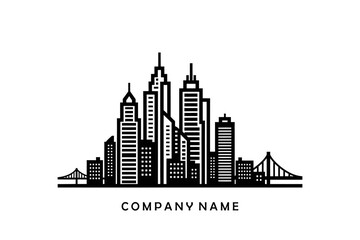 Black silhouette of a city skyline with a bridge, showcasing urban architecture and design