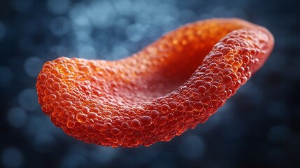 Closeup of human red blood cell with medical illustration.
