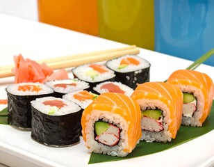 Delicious Sushi Platter with Variety of Rolls.