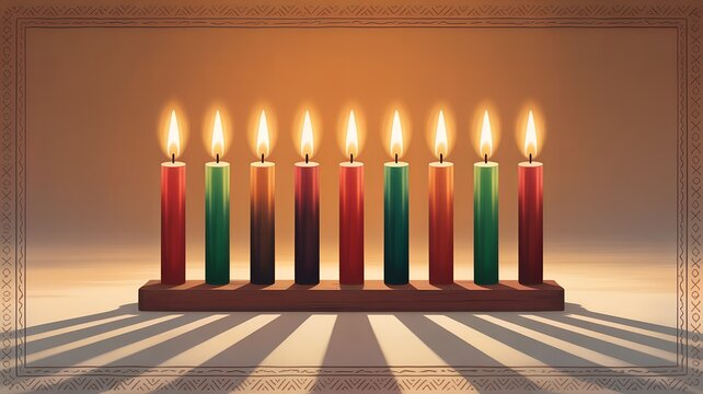 Festive Kwanzaa Display with Gifts, Corn & Holiday Tree – Cultural Celebration Blending Traditions for Seasonal Branding.