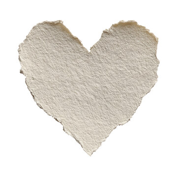 Handmade Torn Paper Heart Texture Isolated on transparent background Remove png, Clipping Path, pen tool