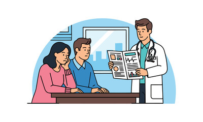 Doctor explaining medical results to a concerned couple