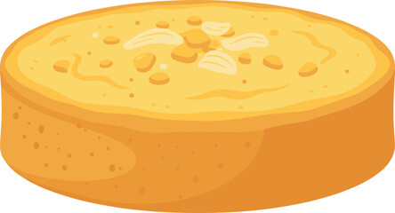Simple Flat Illustration of Bread Toast with Butter and Topping Food