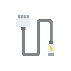 White Computer Power Cable with Gray Wire on Transparent Background