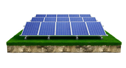 Modern solar panels on green grass, promoting clean energy and sustainable solutions for a brighter future