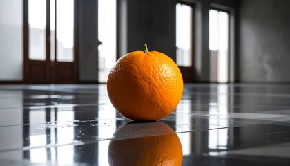 Orange on Polished Floor in Modern Room.