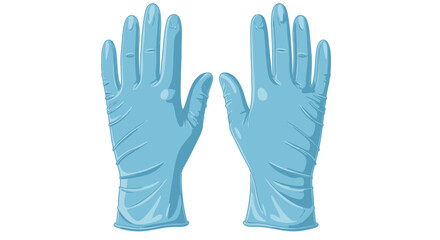 A vector illustration of a pair of blue disposable gloves, symbolizing hygiene, safety, and protection in medical and scientific environments