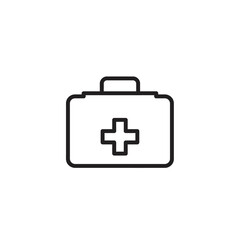 Fototapeta premium Outline drawing of a first aid kit with a handle and a cross on the front.