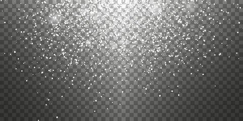Christmas snowflakes on a transparent background. Snow flakes, snow background. Heavy snowfall, snowflakes in different shapes and forms.