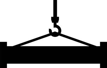 vector silhouette of a crane. crane hook lifting a load. construction crane hook. crane on a construction site vector. a crane hook and load for construction and lifting operations. 