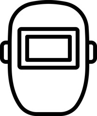 welding Helmet outline. Icon of Welding mask isolated on white background. Vector of welding safety helmet. Line art vector of Welding tools. 