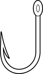 Vector of Fishing hook outline. Icon of Fishing , Fish hook, Bass fishing hook. Line art of Sport fishing icon vector design