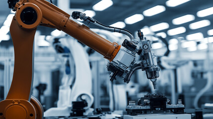 스마트 팩토리에서 부품을 조립하는 산업용 로봇-Industrial robots assembling parts in smart factories