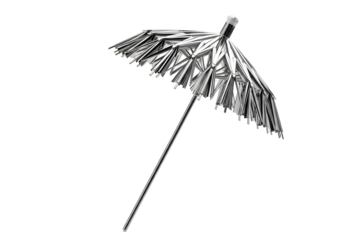 Intricate White Cocktail Umbrella on a Black Background