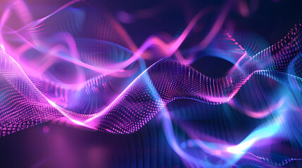 Abstract wave pattern with glowing dots