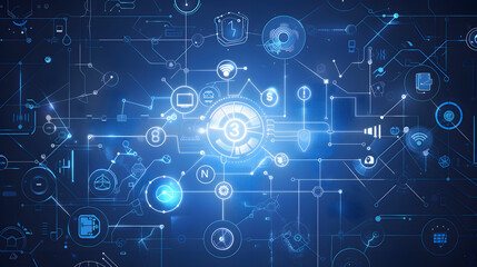 Digital network connections and icons