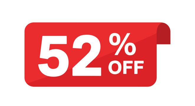 Promotional graphic announcing a sizable discount of fifty-two percent off for enticing consumer purchases