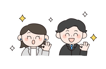 スーツの男女2人のイラスト