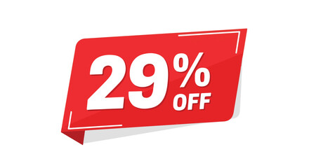 Enticing 29 Percent Discount Announcement, Presented in Bold Red and White Design to Draw Customer Attention