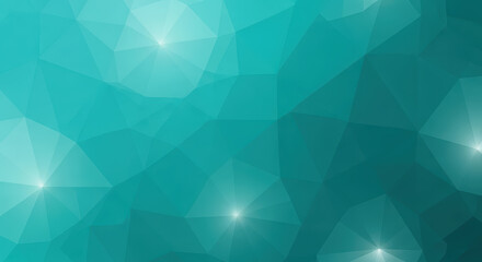 Abstract Geometric Low Poly Background Design with Glowing Elements in Teal and Cyan Hues