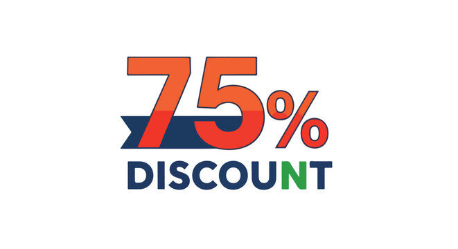 Attractive seventy-five percent discount graphic, offering substantial savings on products and services, ideal for promotional campaigns and