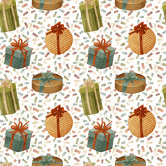 A Festive Gift Pattern Featuring Colorful Presents Perfect for Various Holiday Celebrations