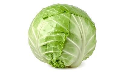 Fresh Green Cabbage Head Closeup.