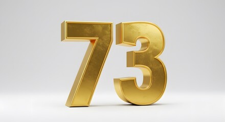 Fototapeta premium Gold Numbers Seventy Three on White Background Modern Design