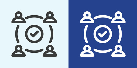 Collaboration Icon Set in Black and White Outline Style