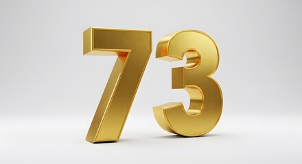 Golden Number Seventy Three Three Dimensional Figures on White Background