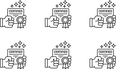 Naklejka premium Certified Document Icons with Stars and Ribbons