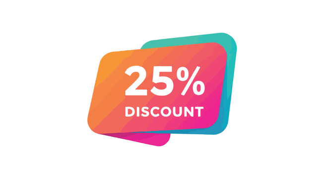 Vibrant 25 Percent Discount Advertisement with Colorful Gradient Tag for Retail Promotions and Seasonal Sales marketing 97 Characters