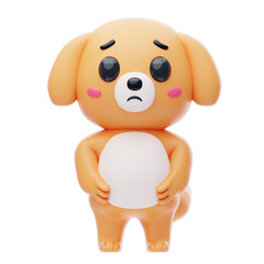 Dog Character Is Shy 3D Illustration.
