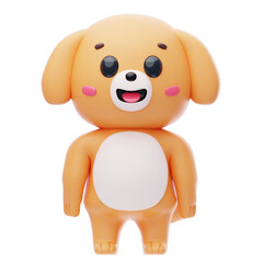 Happy Dog Character 3D Illustration.