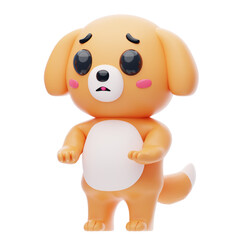 Scared Dog Character 3D Illustration.