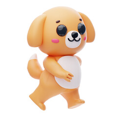 Walking Dog Character 3D Illustration.