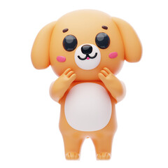 Cute Dog Character 3D Illustration.