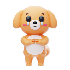 Crying Dog Character 3D Illustration.