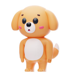 Dog Character Surprised 3D Illustration.