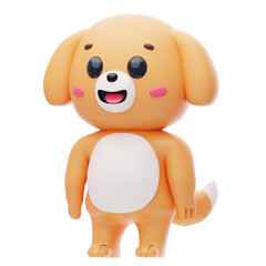 Happy Dog Character 3D Illustration.