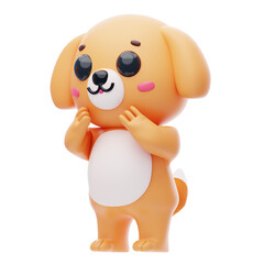Cute Dog Character 3D Illustration.