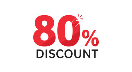 Exclusive offer promotion with eighty percent price cut, special deal advertisement for limited time frame available for consumers, seasonal sale