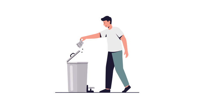 A person throwing waste into a trash can, illustrating responsible waste disposal and cleanliness and keep environment clean