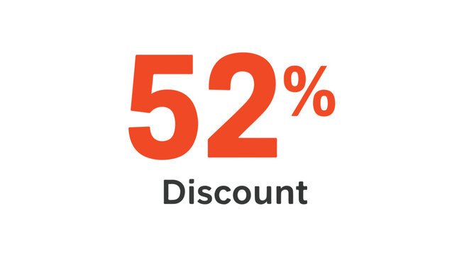 Promotional graphic featuring a striking fifty-two percent discount offer displayed prominently, ideal for advertising campaigns and sale promotions
