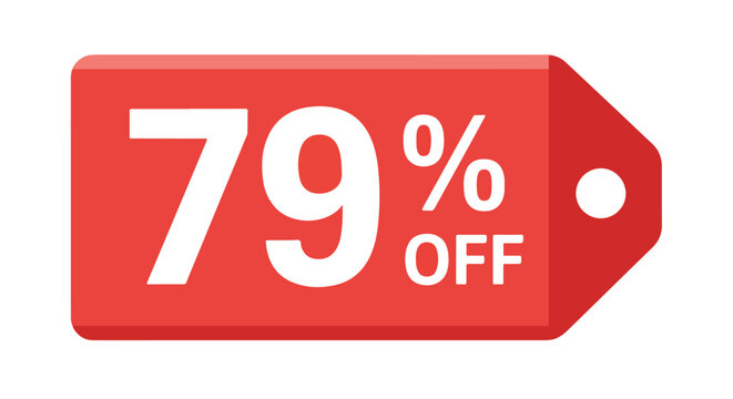 Seventy-Nine Percent Discount Label Design for Sales, Promotional Offers and Retail Marketing Initiatives
