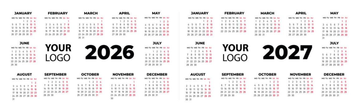 calendar 2026 and 2027 template with logo