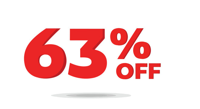 Bold sixty-three percent off promotional graphic showcasing discounts and savings on retail products and services